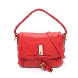 GUCCI Authentic Red Leather Shoulder Bag